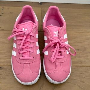 Adidas Gazelles Pink and White Ortholite Sneakers